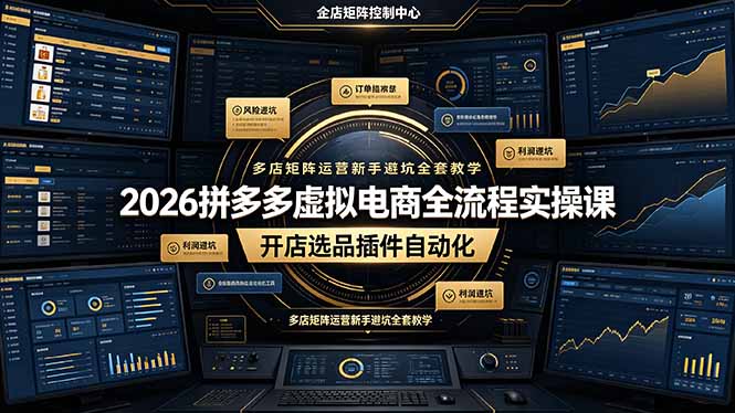 2026拼多多虚拟电商全流程实操课，开店选品插件自动化，多店矩阵运营新手避坑全套教学-LanTi云网创