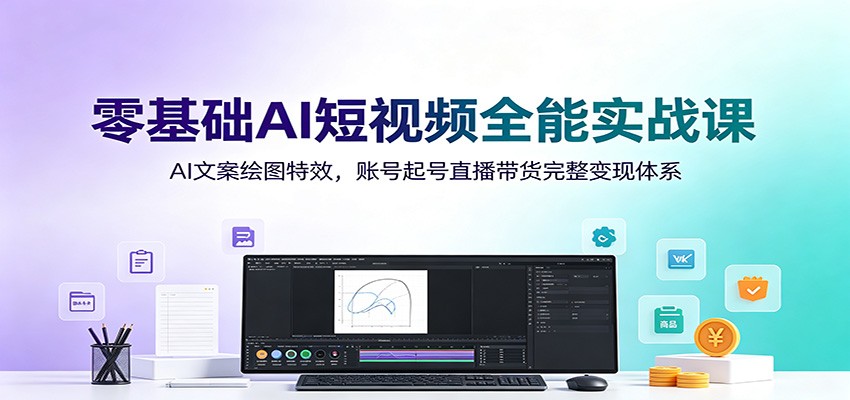 零基础AI短视频全能实战课：AI文案绘图特效，账号起号直播带货完整变现体系-LanTi云网创