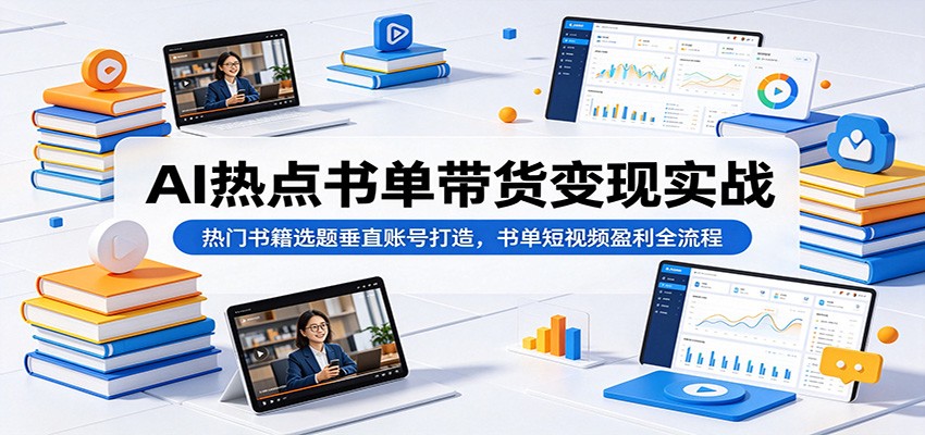 AI热点书单带货变现实战：热门书籍选题垂直账号打造，书单短视频盈利全流程-LanTi云网创