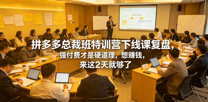 拼多多总裁班特训营下线课复盘，强付费才是硬道理，想賺钱，来这2天就够了-LanTi云网创