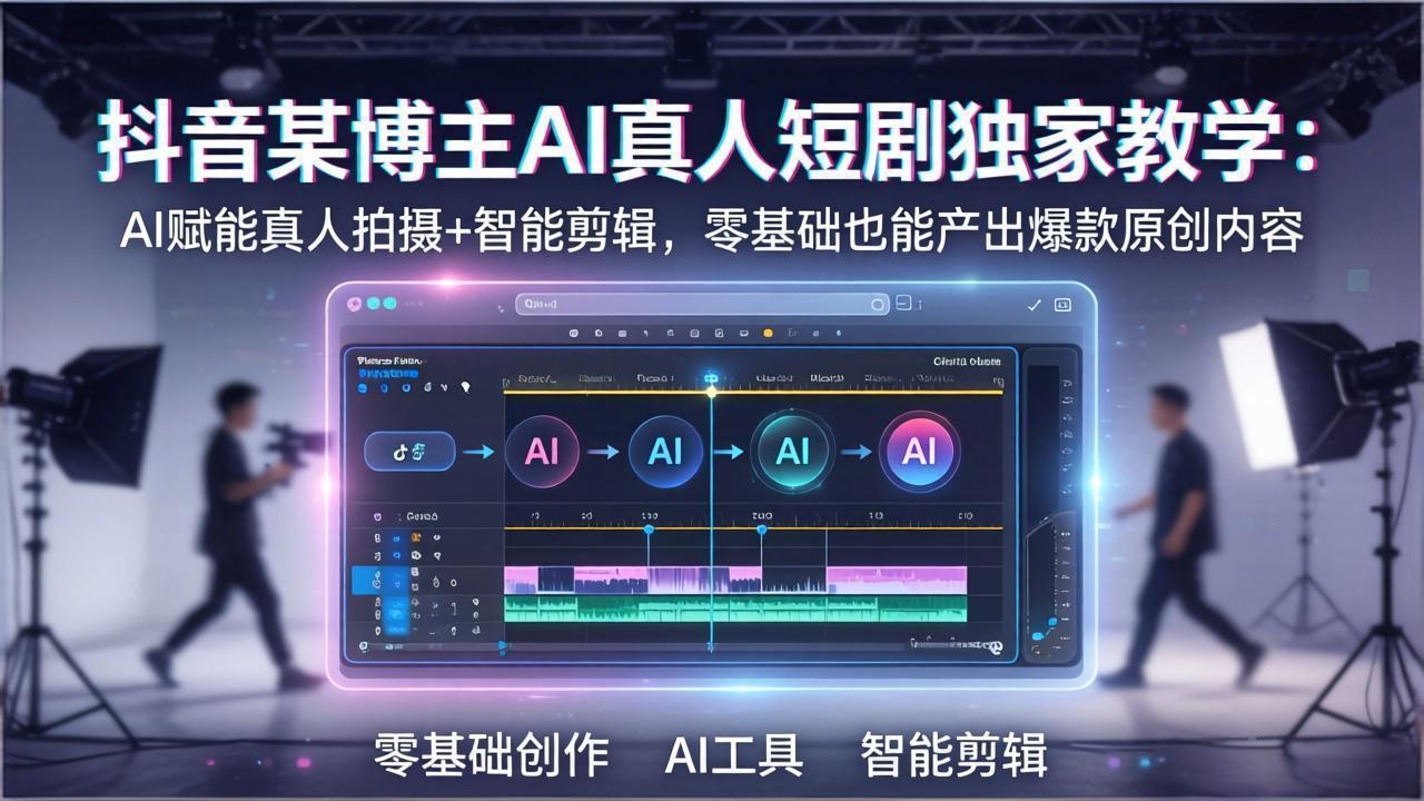 抖音某博主AI真人短剧独家教学：AI赋能真人拍摄+智能剪辑，零基础也能产出爆款原创内-LanTi云网创