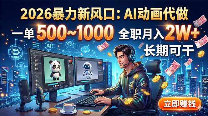 2026暴力新风口：AI动画代做，一单500~1000，全职月入2W+，长期可干-LanTi云网创