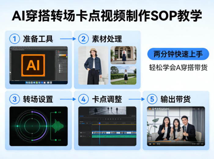 AI穿搭转场卡点视频制作SOP教学，两分钟快速上手，轻松学会AI穿搭带货-LanTi云网创