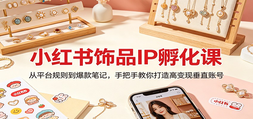 小红书饰品IP孵化课：从平台规则到爆款笔记，手把手教你打造高变现垂直账号-LanTi云网创