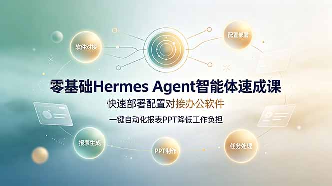 零基础Hermes Agent智能体速成课，快速部署配置对接办公软件；一键自动化报表PPT降低工作负担-LanTi云网创