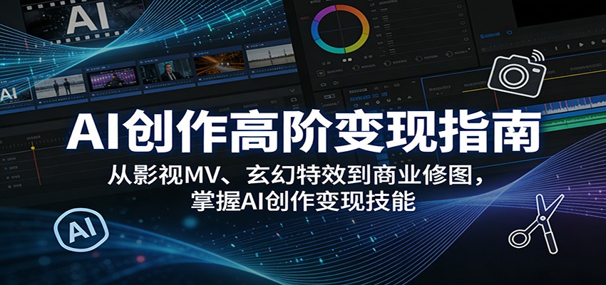 AI创作高阶变现指南：从影视MV、玄幻特效到商业修图，掌握AI创作变现技能-LanTi云网创