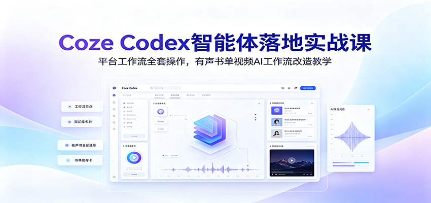 Coze Codex智能体落地实战课：平台工作流全套操作，有声书单视频AI工作流改造教学-LanTi云网创
