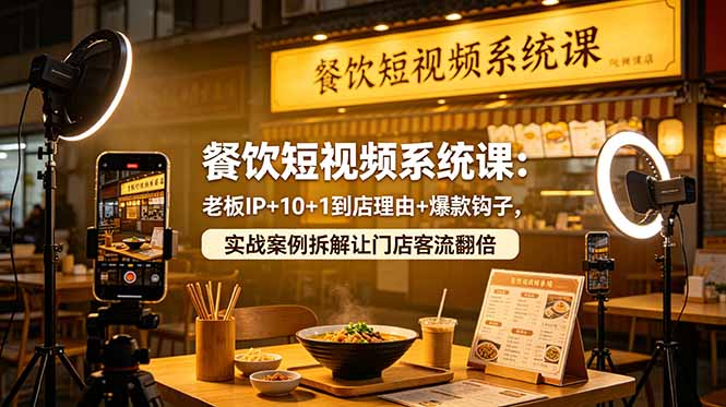餐饮短视频系统课：老板IP+10+1到店理由+爆款钩子，实战案例拆解让门店客流翻倍-LanTi云网创