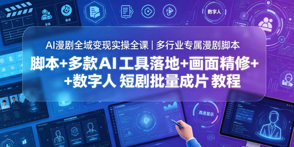 AI漫剧全域变现实操全课｜多行业专属漫剧脚本+多款AI工具落地+画面精修+数字人短剧批量成片全教程-LanTi云网创