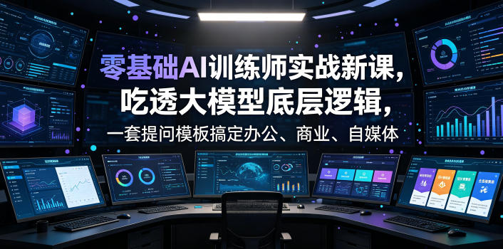零基础AI训练师实战课，吃透大模型底层逻辑，一套提问模板搞定办公、商业、自媒体、设计、生活全场景AI落地应用-LanTi云网创