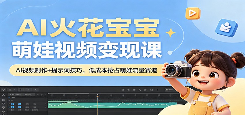 AI火花宝宝萌娃视频变现课：AI视频制作+提示词技巧，低成本抢占萌娃流量赛道-LanTi云网创