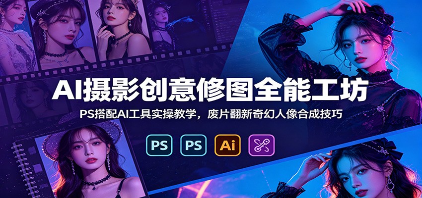 AI摄影创意修图全能工坊：PS搭配AI工具实操教学，废片翻新奇幻人像合成技巧-LanTi云网创