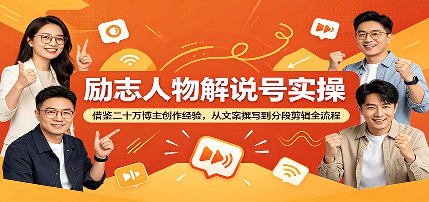 励志人物解说号实操：借鉴二十万博主创作经验，从文案撰写到分段剪辑全流程-LanTi云网创