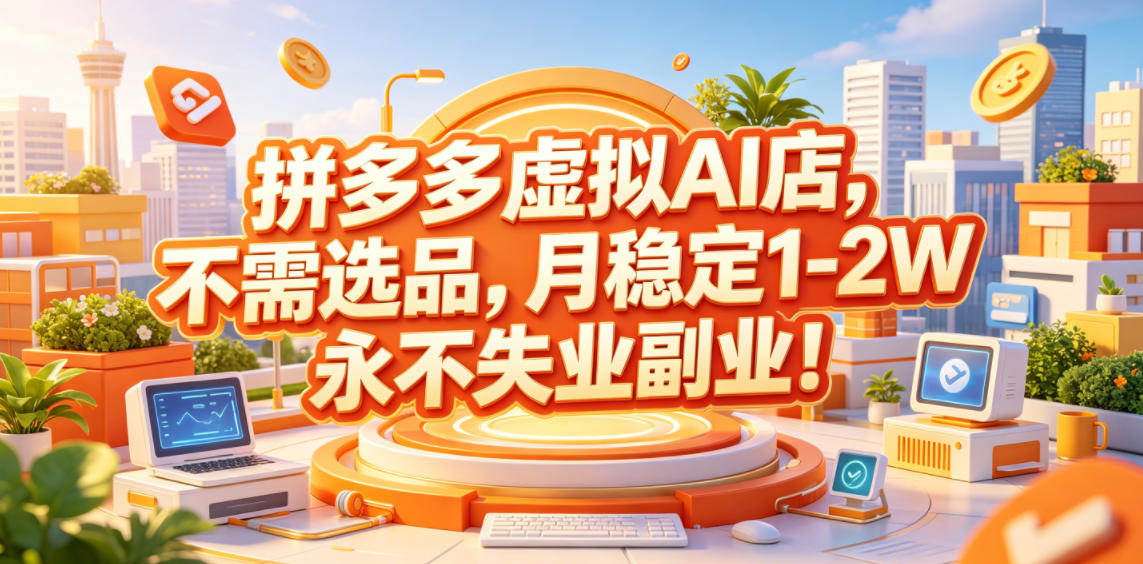 拼多多虚拟AI店，不需选品，月稳定1-2W，永不失业副业！【揭秘】-LanTi云网创