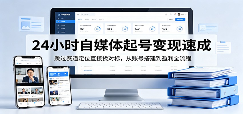 24小时自媒体起号变现速成，跳过赛道定位直接找对标，从账号搭建到盈利全流程-LanTi云网创