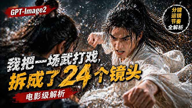 用GPT-Image2，把一段武打对决拆成24个连续镜头，从人物建立、动作衔接、运镜节奏，到情绪爆发-LanTi云网创