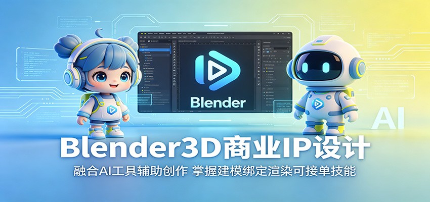 Blender3D商业IP设计：融合AI工具辅助创作，掌握建模绑定渲染可接单技能-LanTi云网创