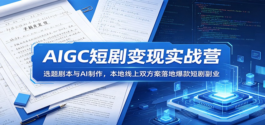 AIGC短剧变现实战营：选题剧本与AI制作，本地线上双方案落地爆款短剧副业-LanTi云网创