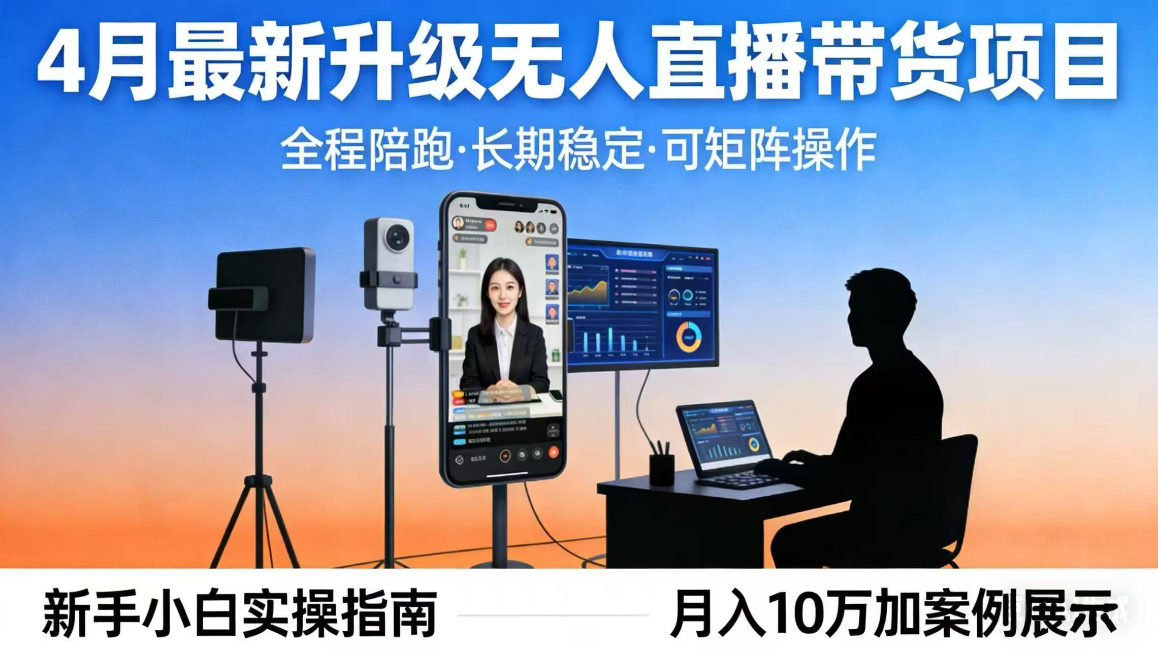 4月最新升级 无人直播 带货 全程陪跑  长期稳定 可矩阵  每天半小时新手小白实操月入 十万-LanTi云网创