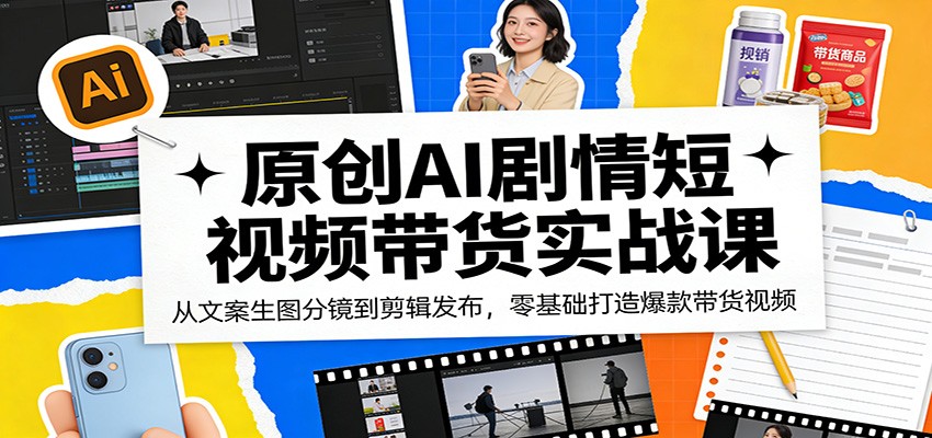 原创AI剧情短视频带货实战课：从文案生图分镜到剪辑发布，零基础打造爆款带货视频-LanTi云网创