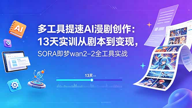 多工具提速AI漫剧创作：13天实训从剧本到变现，SORA即梦wan2-2全工具实战-LanTi云网创
