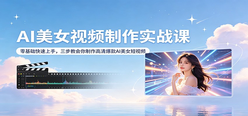 AI美女视频制作实战课:零基础快速上手,三步教会你制作高清爆款AI美女短视频-LanTi云网创