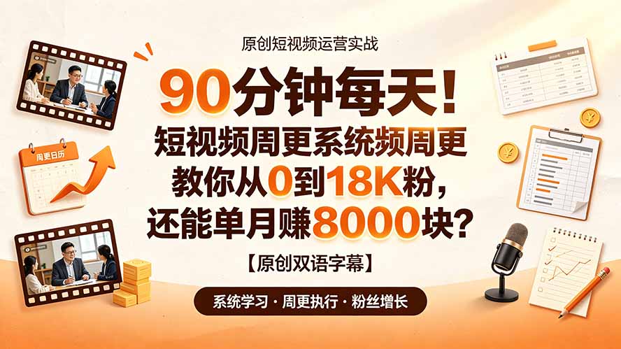 90 分钟每天！短视频周更系统教你从 0 到 18K 粉，还能单月赚 8000 块？【原创双语字幕】-LanTi云网创