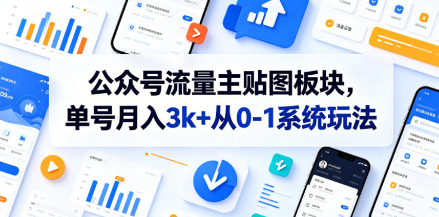 公众号流量主贴图板块，单号月入3k+从0-1系统玩法-LanTi云网创