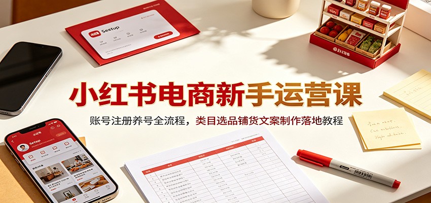 小红书电商新手运营课：账号注册养号全流程，类目选品铺货文案制作落地教程-LanTi云网创
