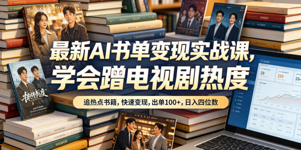最新AI书单变现实战课，学会蹭电视剧热度，追热点书籍，快速变现，出单100+，日入四位数-LanTi云网创