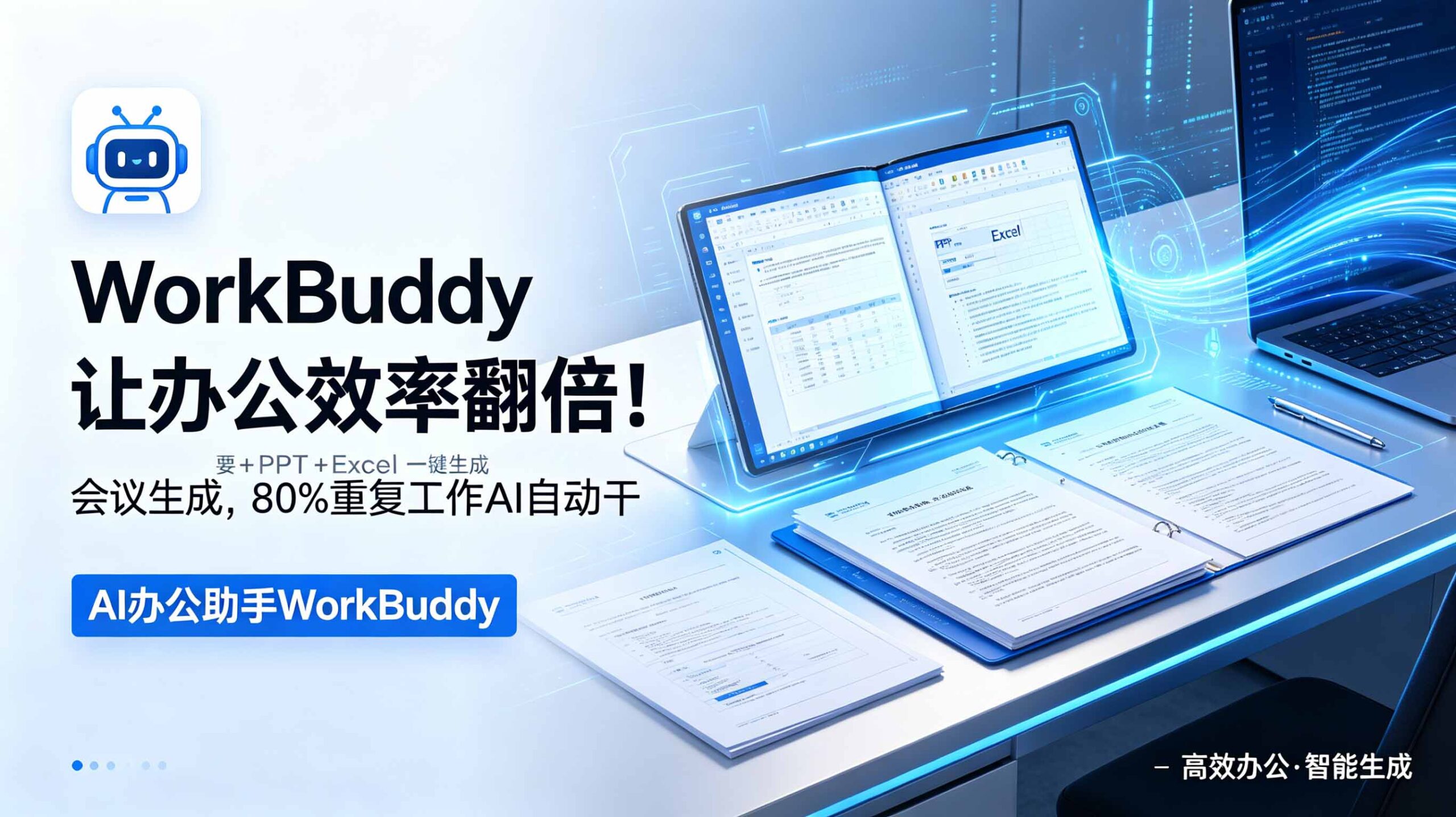 WorkBuddy让办公效率翻倍！会议纪要+PPT+Excel一键生成，80%重复工作AI自动干-LanTi云网创