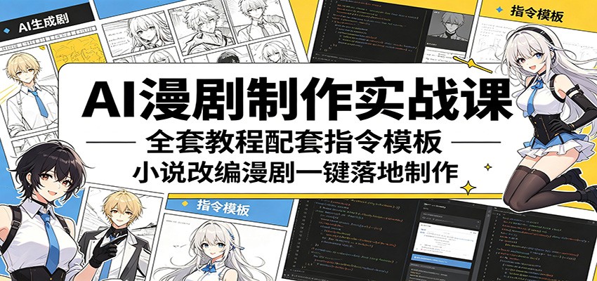 AI漫剧制作实战课：全套教程配套指令模板，小说改编漫剧一键落地制作-LanTi云网创