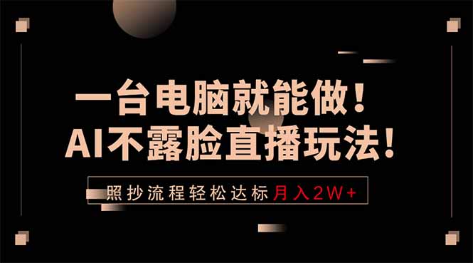 一台电脑就能做！AI不露脸直播玩法，照抄流程轻松达标月入2W+-LanTi云网创