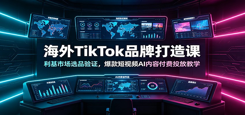 海外TikTok品牌打造课：利基市场选品验证，爆款短视频AI内容付费投放教学-LanTi云网创