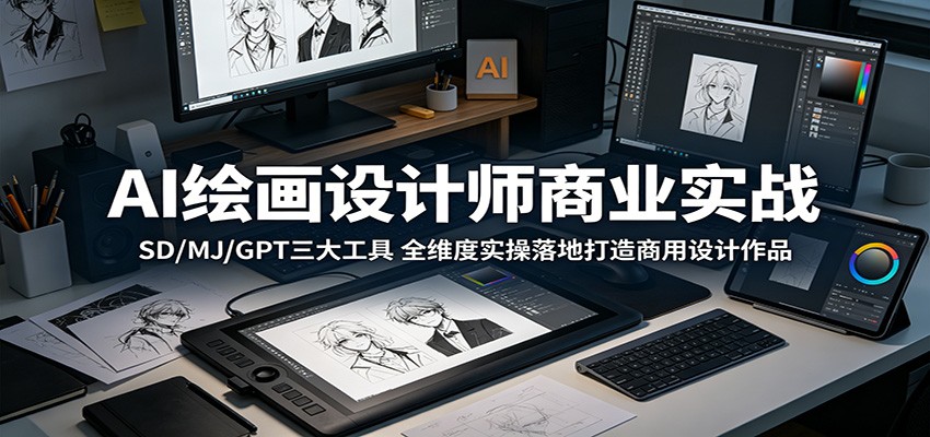 AI绘画设计师商业实战：SD/MJ/GPT三大工具，全维度实操落地打造商用设计作品-LanTi云网创