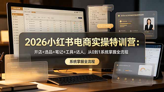 2026小红书电商实操特训营：开店+选品+笔记+工具+达人，从0到1系统掌握全流程-LanTi云网创