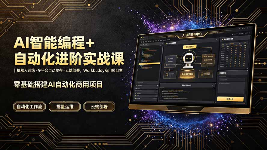 AI智能编程+自动化进阶实战课｜机器人训练·多平台自动发布·云端部署，Workbuddy商用项目全流程教学-LanTi云网创