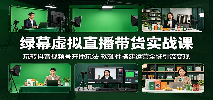 绿幕虚拟直播带货实战课：玩转抖音视频号开播玩法，软硬件搭建运营全域引流变现-LanTi云网创