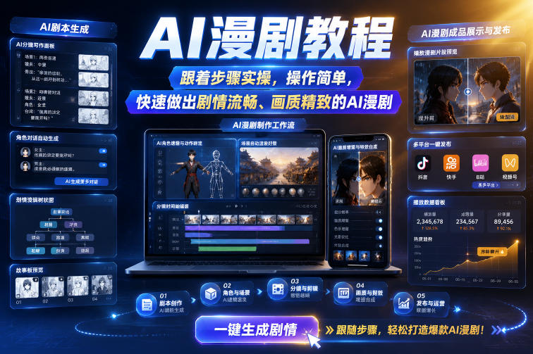 AI漫剧教程，跟着步骤实操，操作简单，快速做出剧情流畅、画质精致的AI漫剧-LanTi云网创
