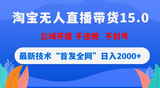 淘宝无人直播带货15.0，不封号，不违规，公域玩法，首发全网日入2000+-LanTi云网创