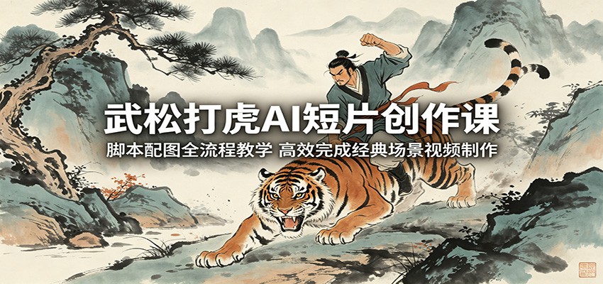 武松打虎AI短片创作课：脚本配图全流程教学，高效完成经典场景视频制作-LanTi云网创