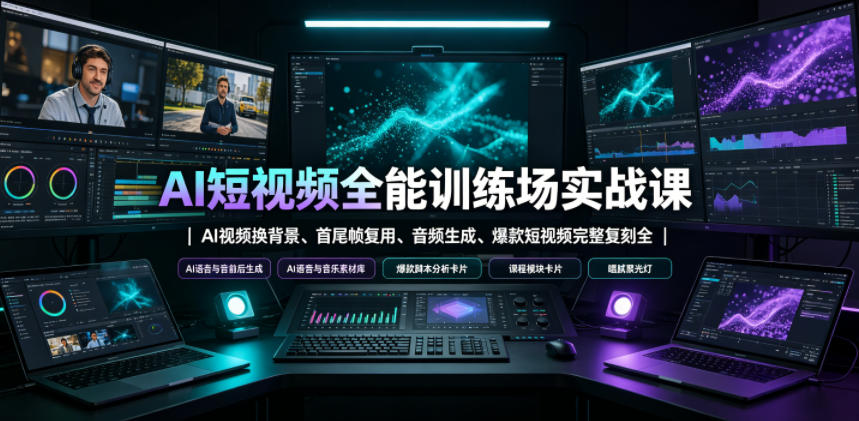 AI短视频全能训练场实战课｜AI视频换背景、首尾帧复用、音频生成、爆款短视频完整复刻全套实操教学-LanTi云网创