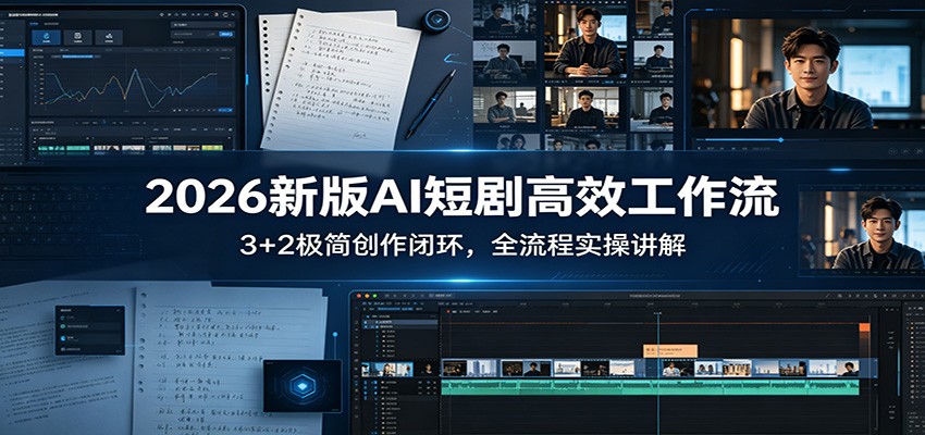 2026新版AI短剧高效工作流：3+2极简创作闭环，全流程实操讲解-LanTi云网创