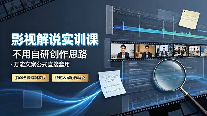 影视解说实训课：不用自研创作思路，万能文案公式直接套用，搭配全套剪辑教程，快速入局影视解说-LanTi云网创