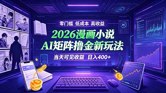 爆款小说漫画大阅读    ai矩阵操作    当天可见收益  日入400+    零门槛    高收益-LanTi云网创