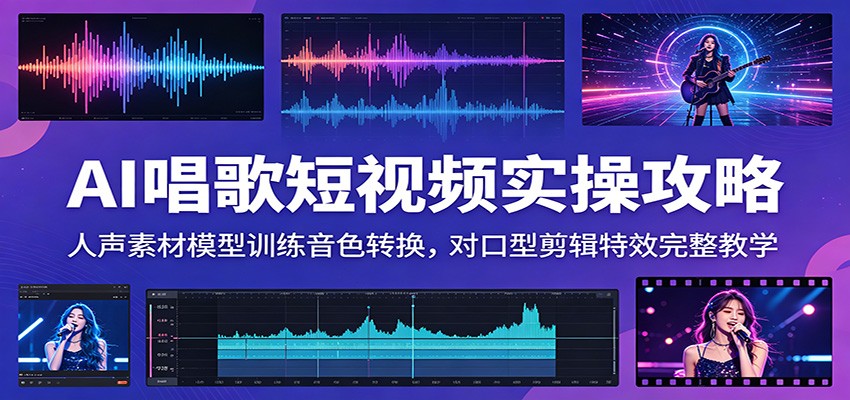AI唱歌短视频实操攻略：人声素材模型训练音色转换，对口型剪辑特效完整教学-LanTi云网创