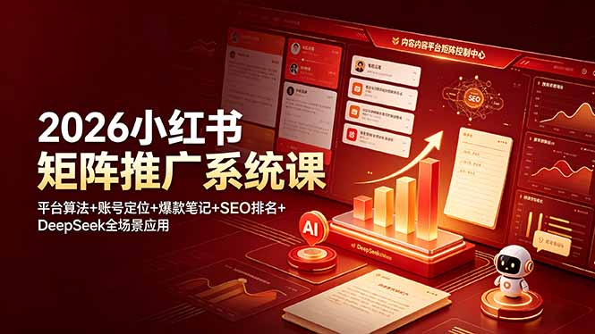 2026小红书矩阵推广系统课：平台算法+账号定位+爆款笔记+SEO排名+DeepSeek全场景应用-LanTi云网创