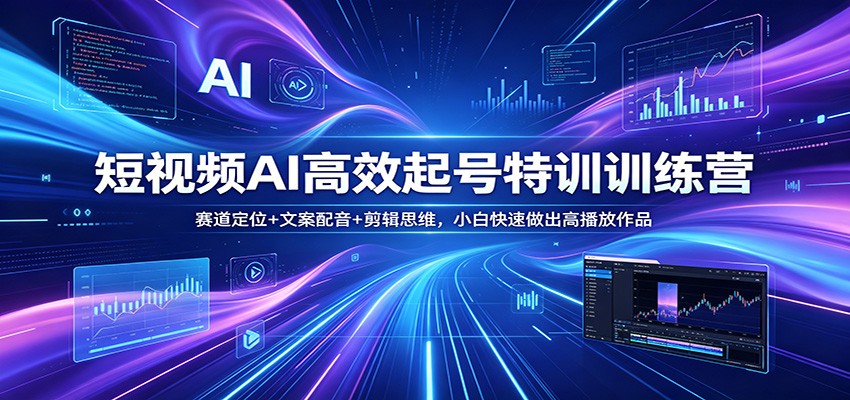 短视频AI高效起号特训训练营：赛道定位+文案配音+剪辑思维，小白快速做出高播放作品-LanTi云网创