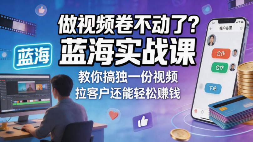做视频卷不动了？蓝海实战课教你搞独一份视频，拉客户还能轻松賺钱！【原创双语字幕】-LanTi云网创