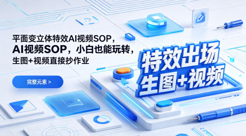 (特效出场)平面变立体特效AI视频SOP，小白也能玩转，生图+视频直接抄作业-LanTi云网创